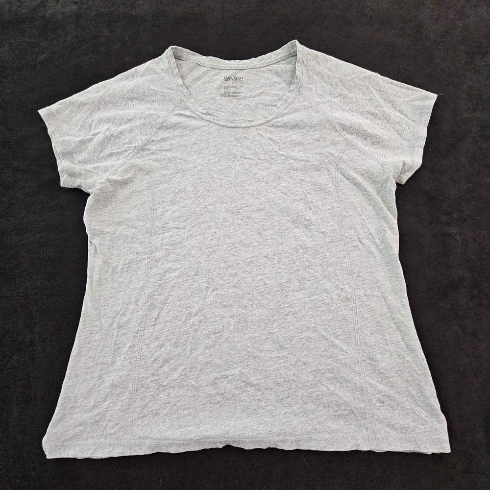 Danskin Now Active Tee Gray Short Sleeve Cotton Blend T-Shirt Women's 2XL